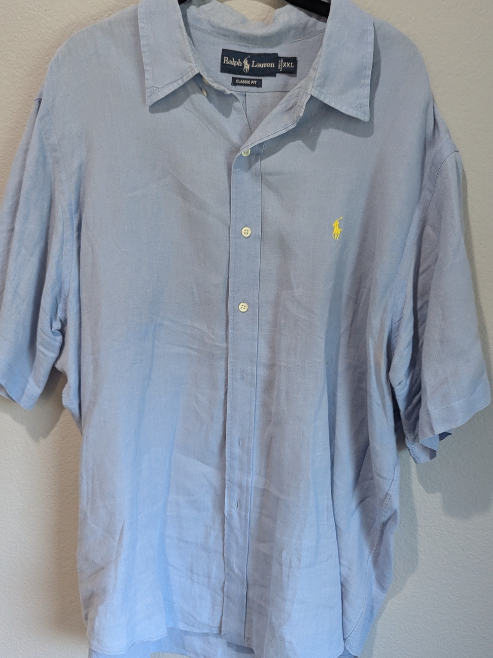Ralph‎ Lauren Men’s Light Blue Classic Fit Short Sleeve Shirt XXL